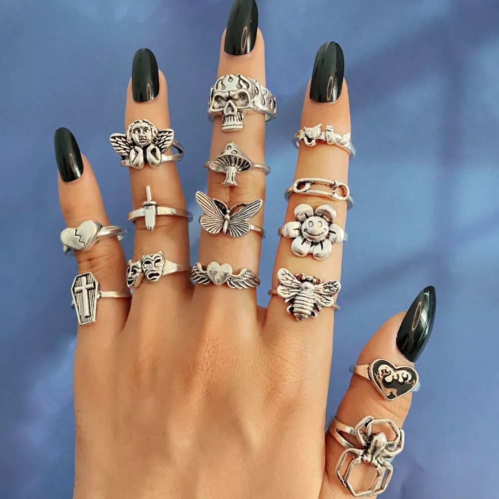 Personality Rose Skull Spider Ring