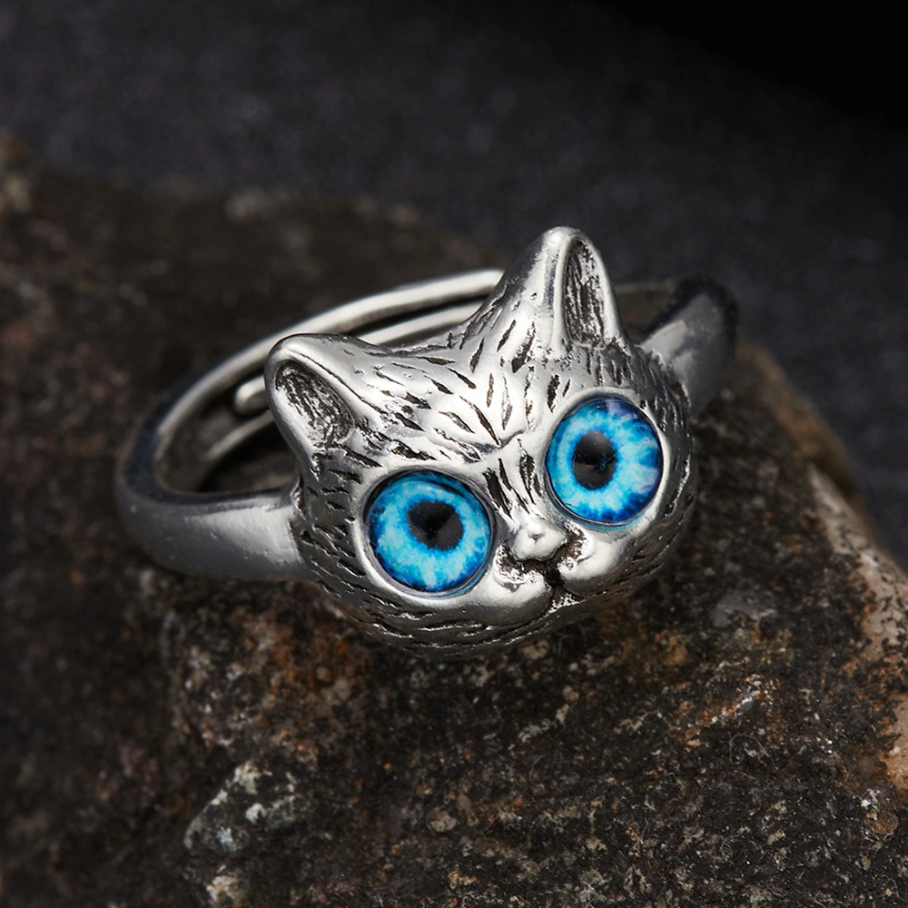 Vintage Cat Face Ring Fashion Cartoon Women's