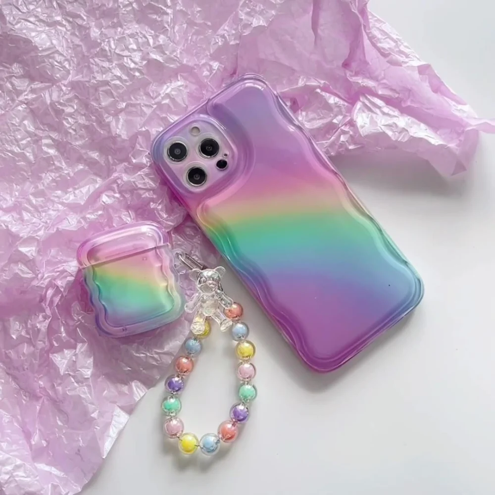 Transparent Rainbow Headset Drop Proof Phone Case