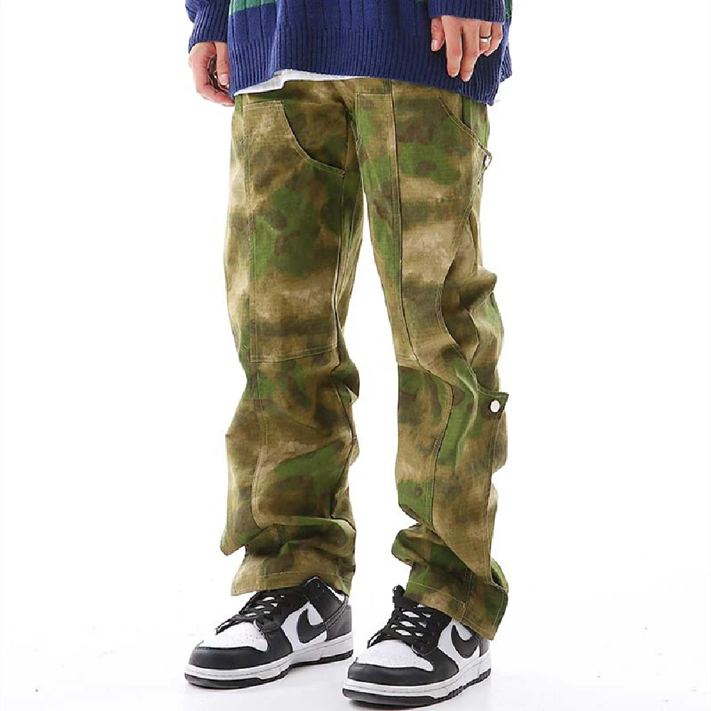 Camouflage Embroidered Multi Pocket Overalls For Men