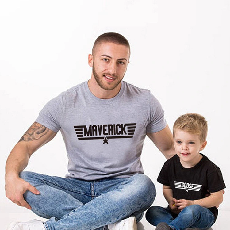 Imaverick Pilot English Letter Printed Parent-child T-shirt