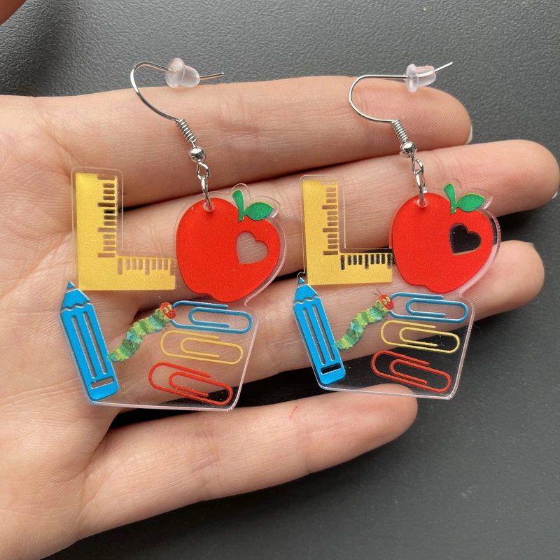 Acrylic Flying Car School Bus Red Dog Elephant Shape Earrings