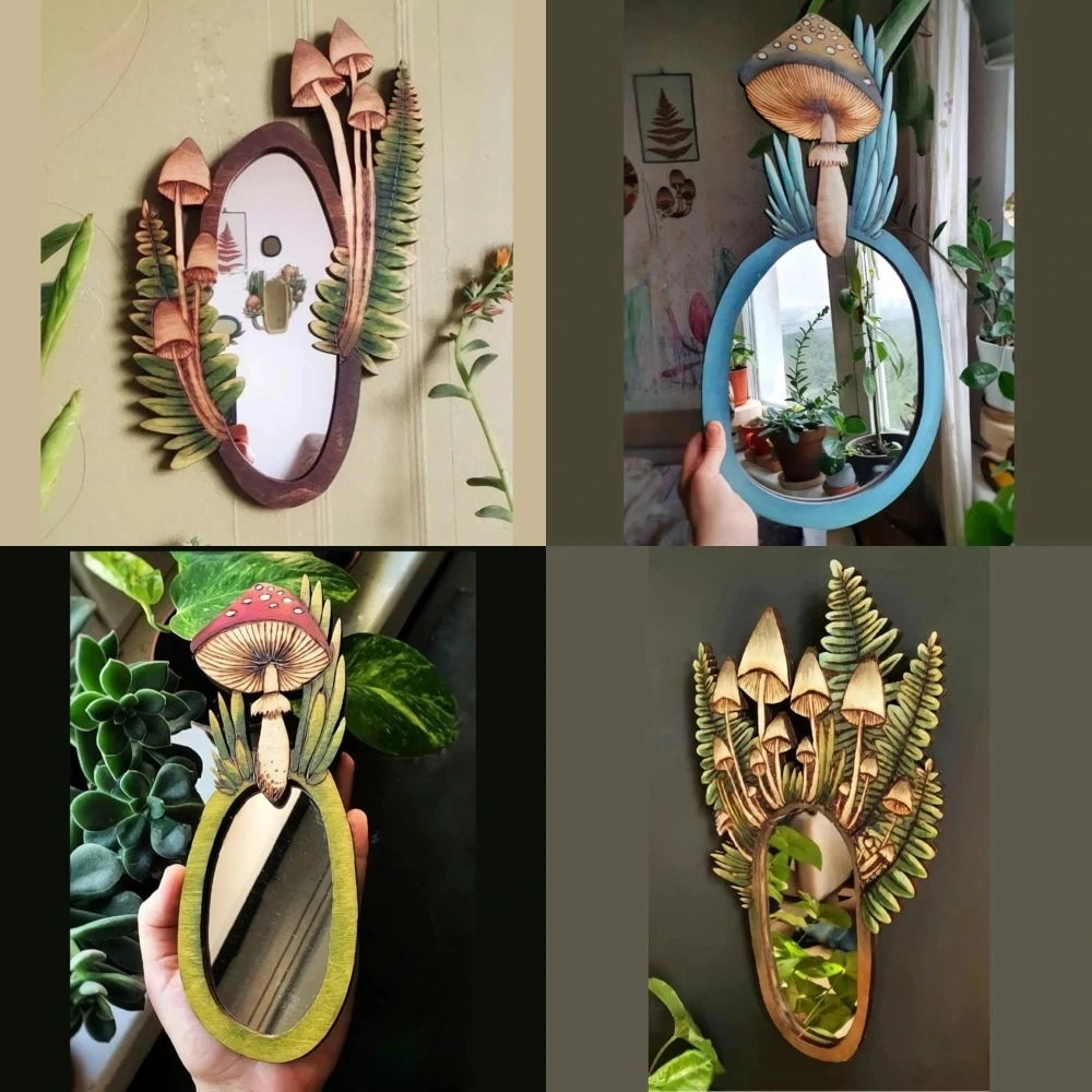 Mushroom Forest Mirror Home Garden Decoration