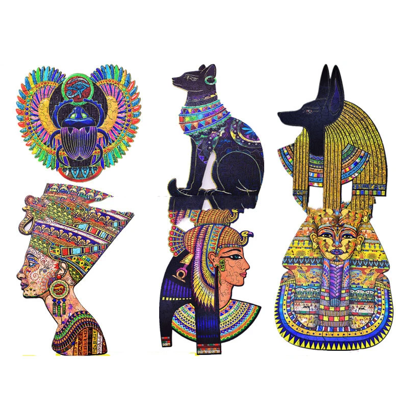 Egyptian Pharaoh's Special-shaped Wooden Jigsaw Puzzle Toy