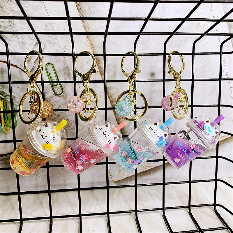 Cat Milk Tea Keychain Cute Girl