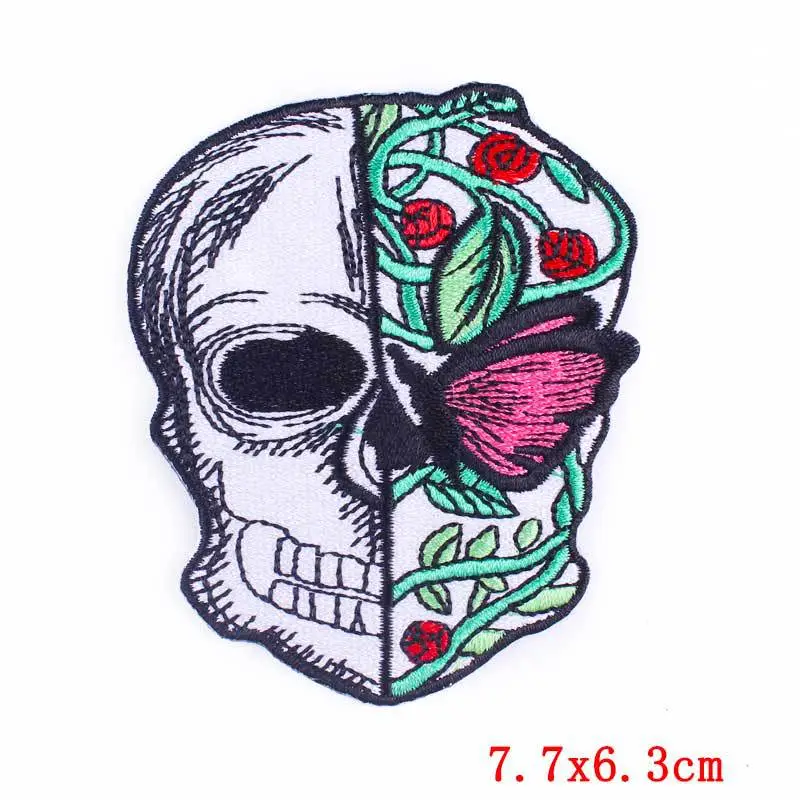 Punk Skull Computer Embroidery Cloth Sticker