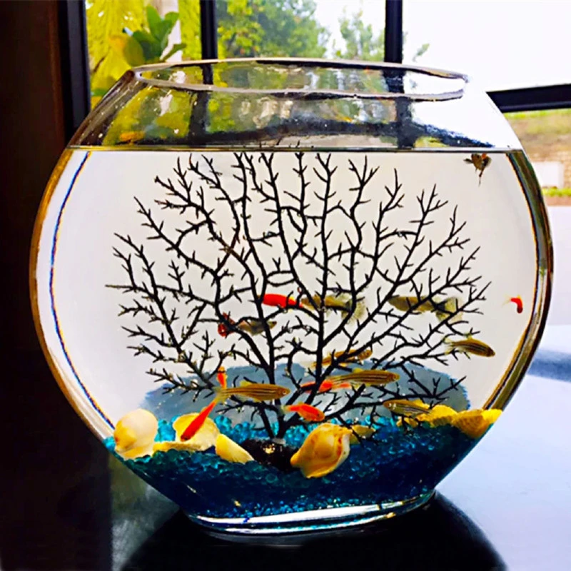 Desktop Mini Flat Oval Glass Fish Tank