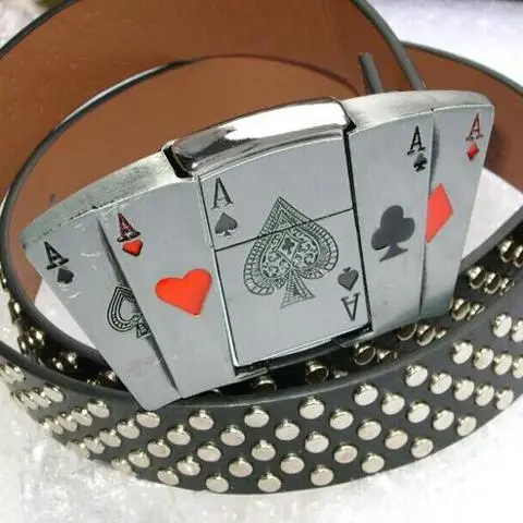 Men's And Women's Poker Riveted Lighter Belts