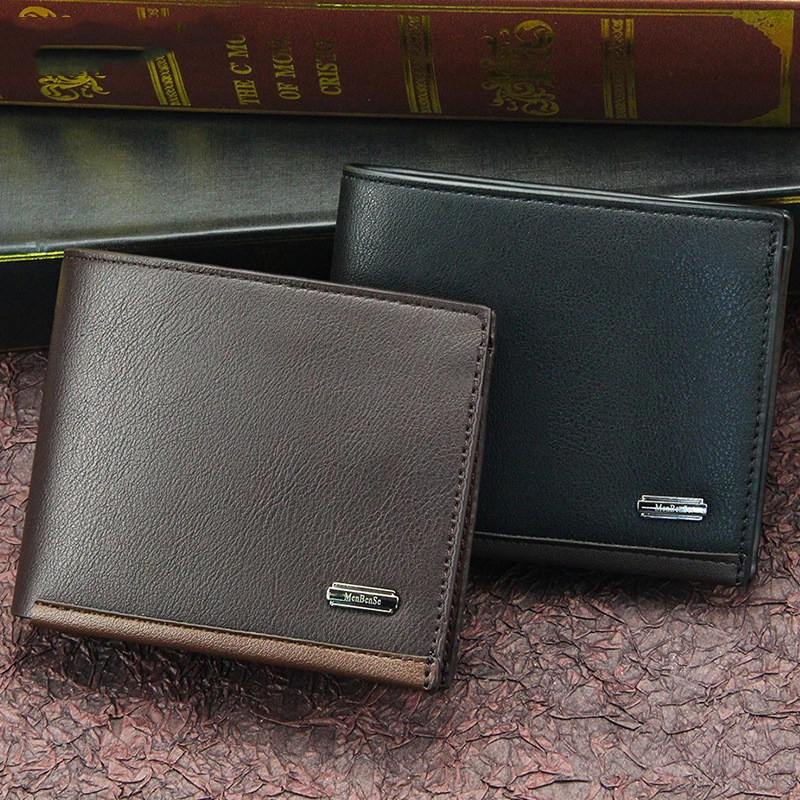 Men's Short Business Horizontal Tri-fold Bag Wallet