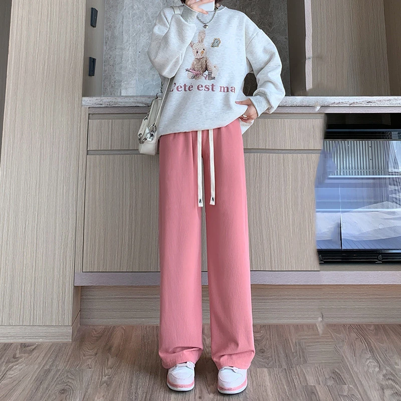 Women's High Waist Loose Straight Casual Knitting Pants