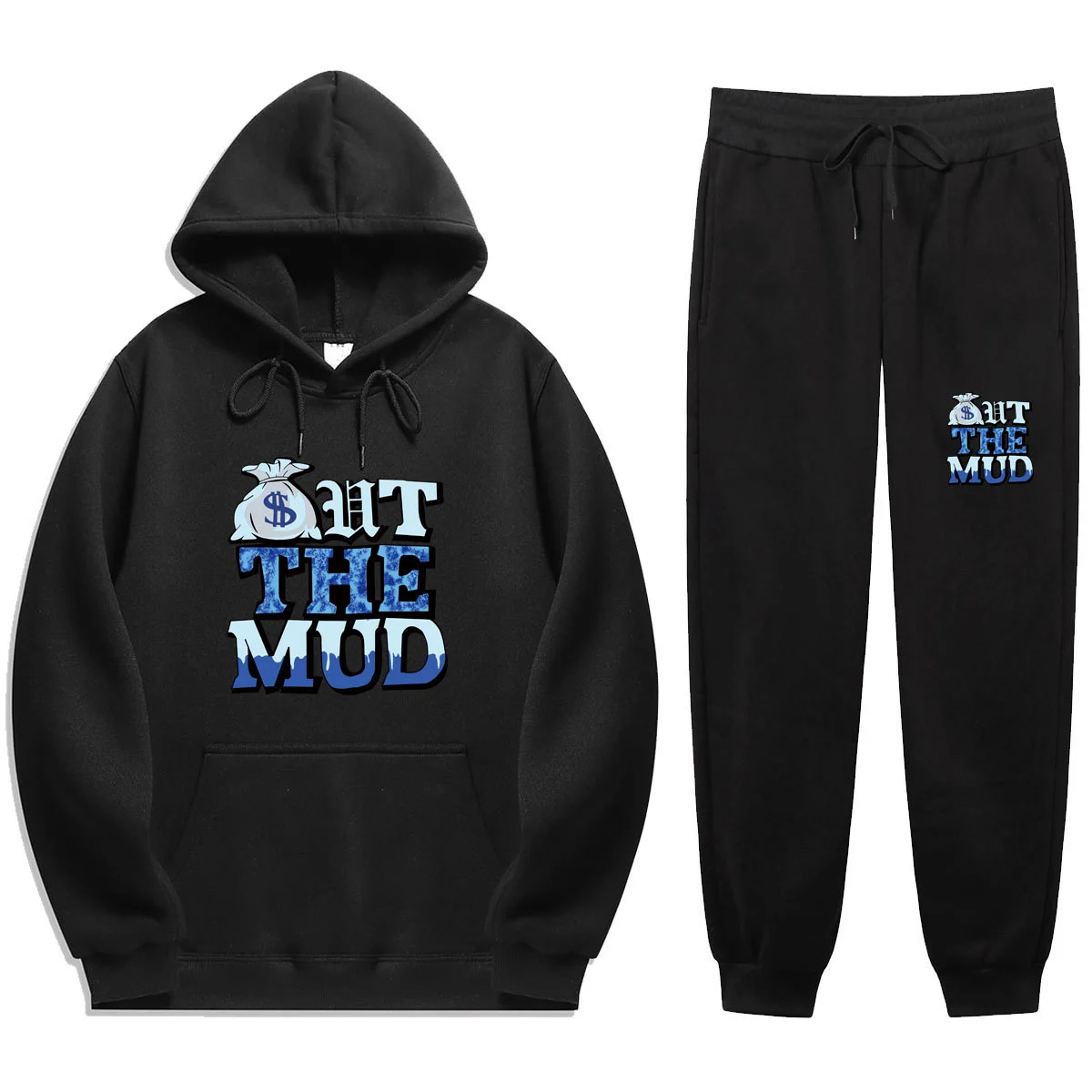 Letter Printed Casual Hooded Sweater Sports Suit