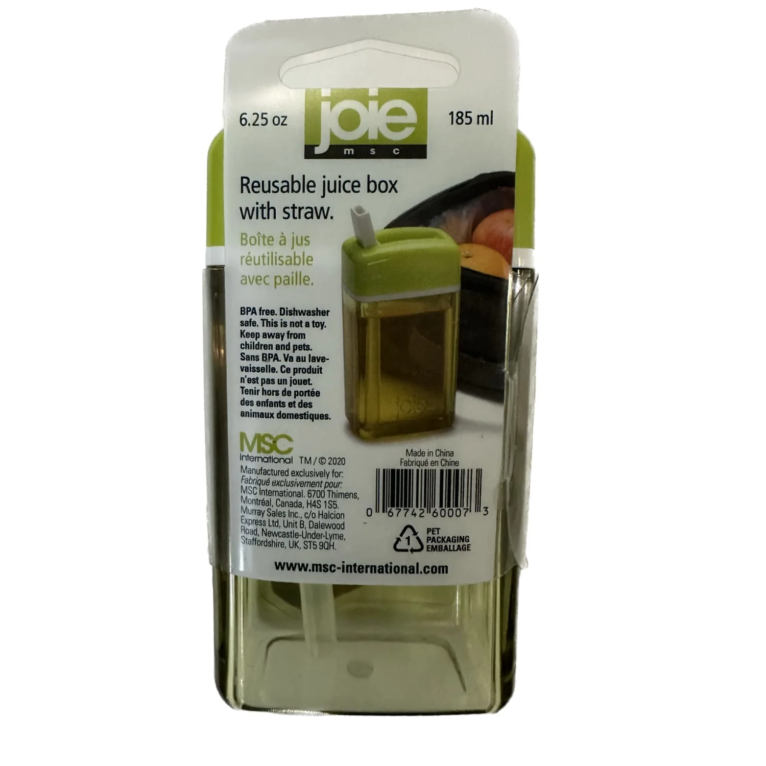 Joie Juice on the Go, 6.25 Ounce Reusable Drink Box with Built-In Flip Straw, Leak-Proof, Ideal On-the-Go Container for Kids, School and Work Lunch Bags, BPA-Free, Dishwasher Safe