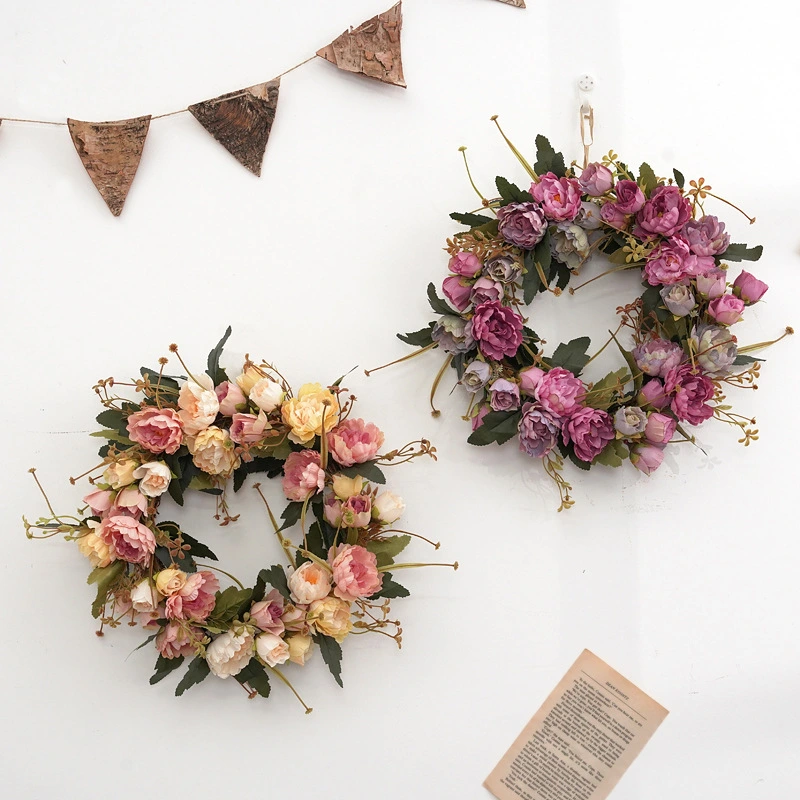 Retro Peony Small Wreath European Style Door Decoration Wall Decorations Floral Decoration Wedding