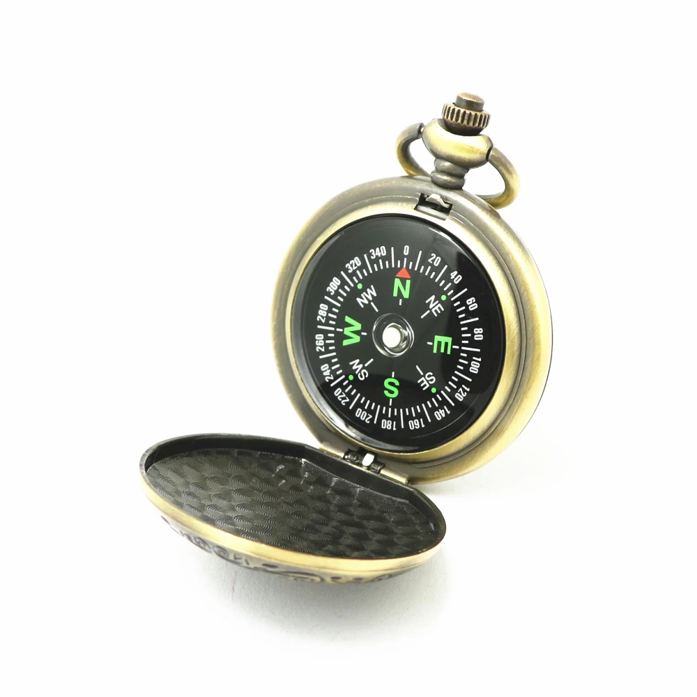 Outdoor Vintage Zinc Alloy Flip Cover Pocket Watch Compass