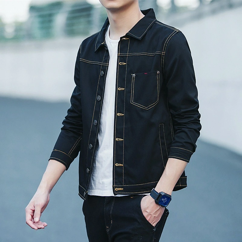 Trendy Handsome All-matching Slim Fit Jacket Spring Denim Jacket Men