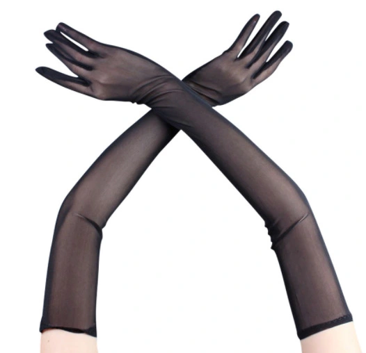 Extra Long Sheer Yarn Mesh Gloves Women's Opera Halloween Wedding Gloves