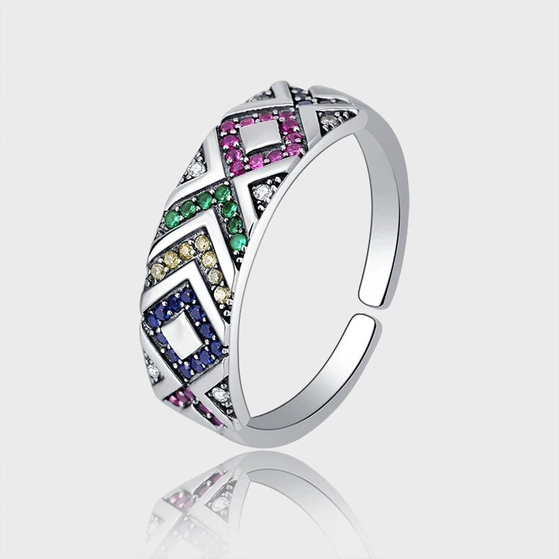 Personalized Luxury And Colorful Tribal Stripe Ring