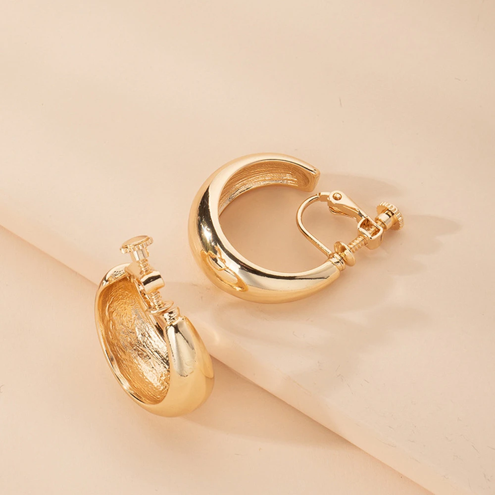 Frosty Alloy C-Shaped Exaggerated Hoop Earrings