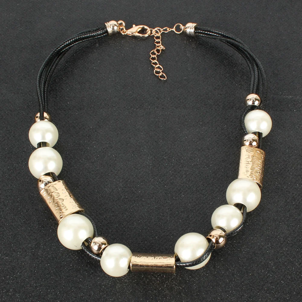 Fashion Jewelry Large Pearl Braided Necklace