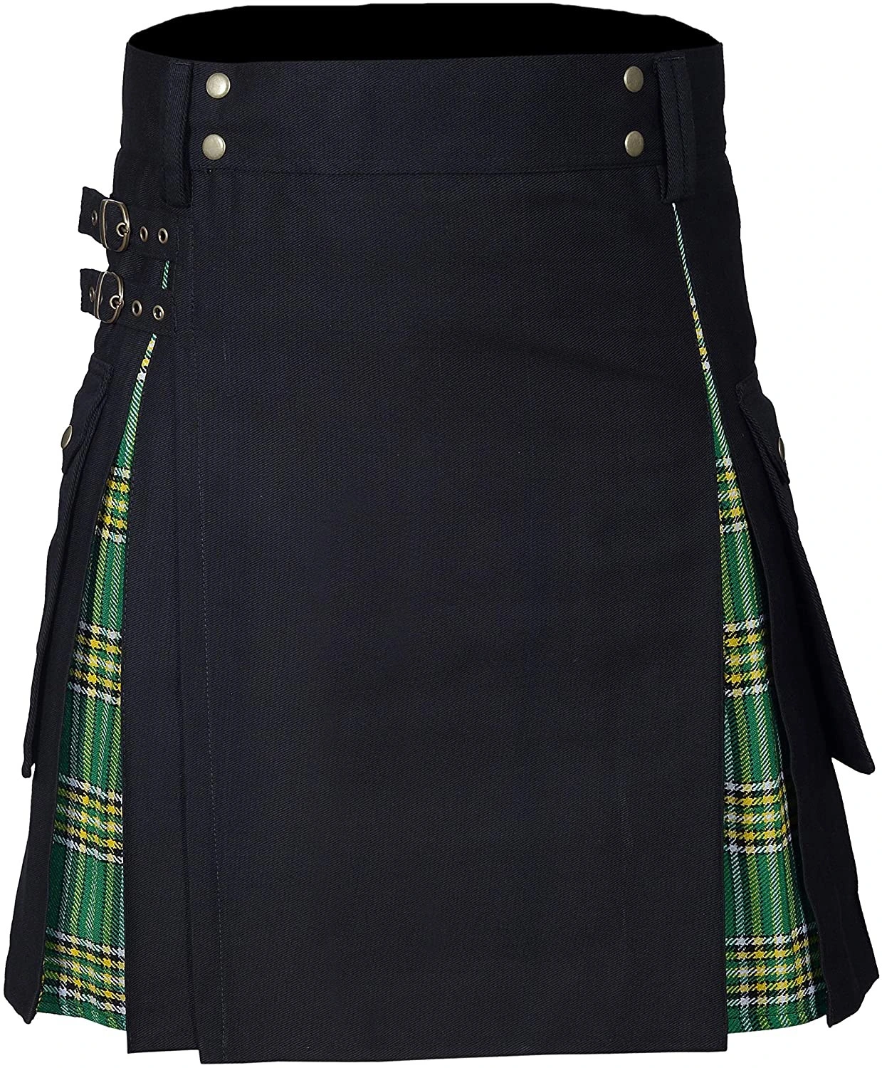 Men's Scottish Plaid Contrast Pleated Skirt