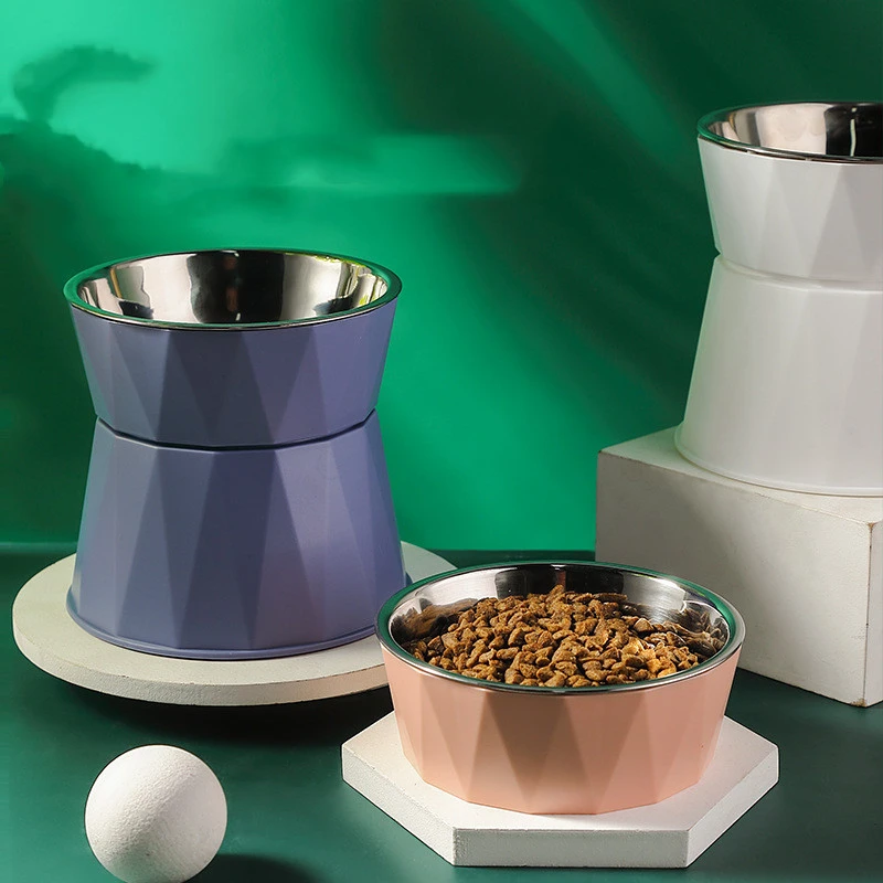 Large Capacity Cat Bowl Tall Stainless Steel Dog