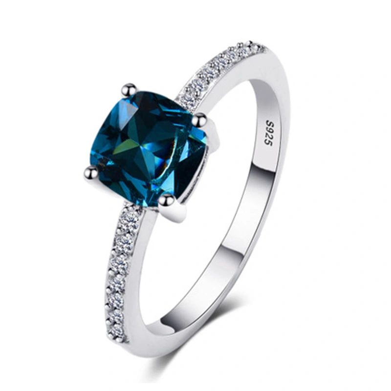 Micro Inlaid Zircon Square Diamond Ring Female European And American Simple