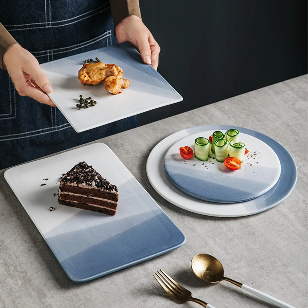 Niche Creative Flat Ceramic Plate Simple Rectangle