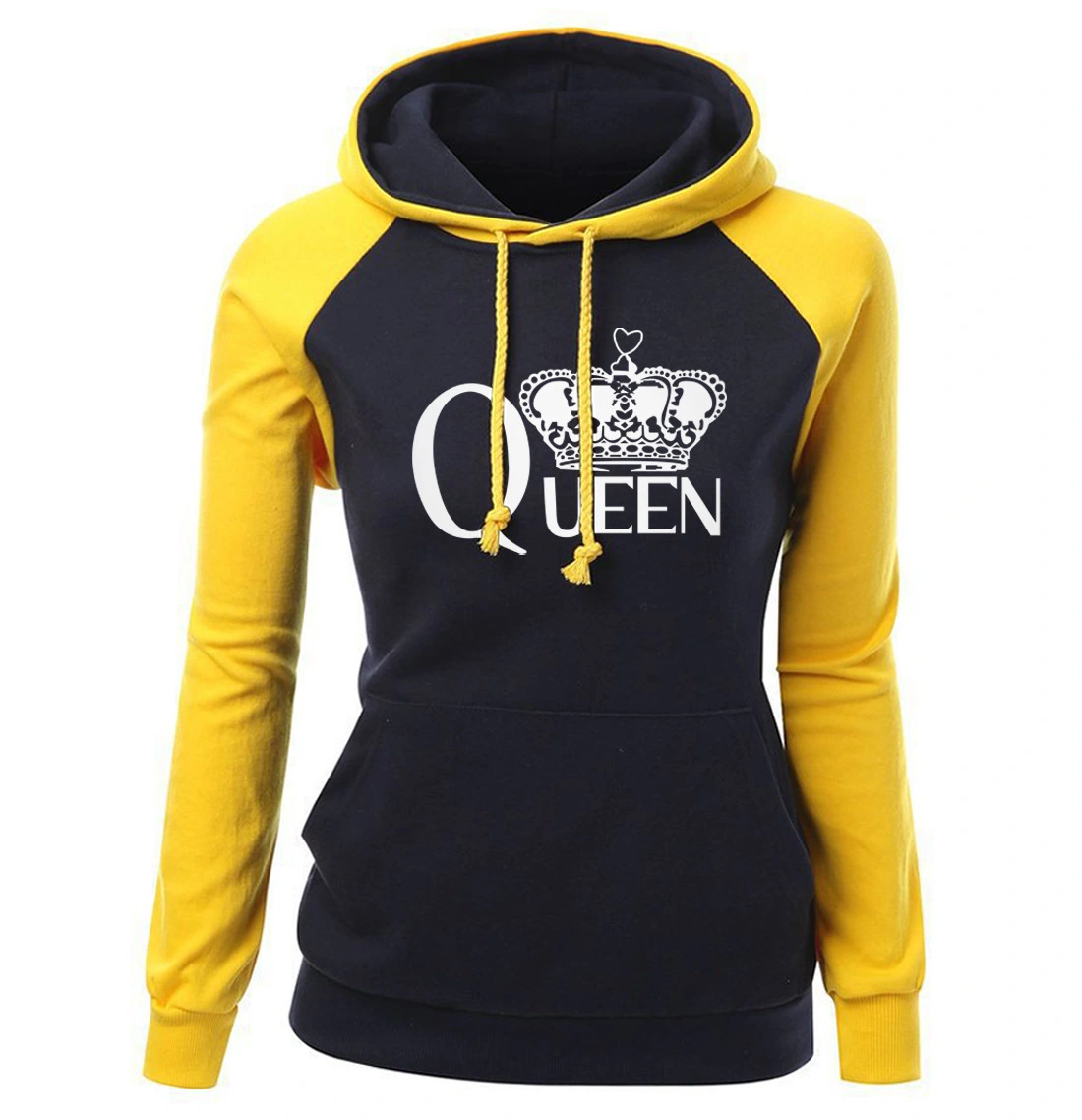 Round Neck Fleece Contrast Color Sports Women's Clothing