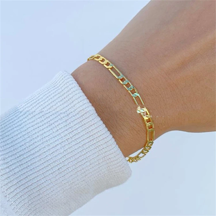 Fashion New Stainless Steel Gold-plated Figaro Bracelet