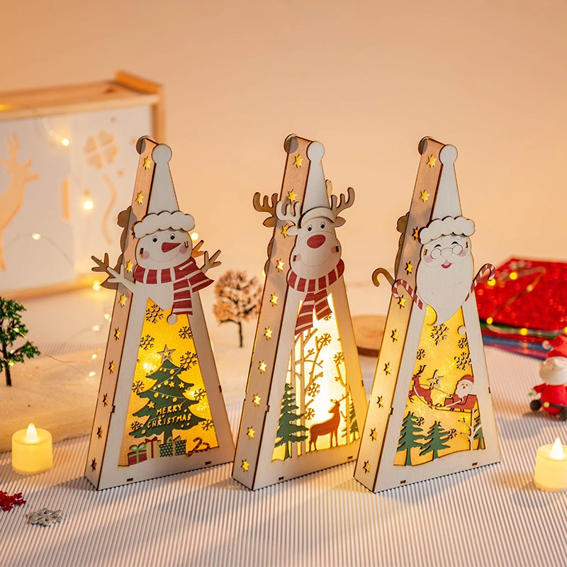 Triangle Christmas LED Light Wooden Crafts