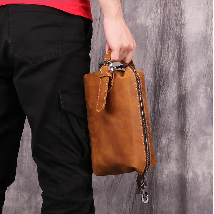 Fashionable Retro Leather Wash Multifunctional Storage Bag