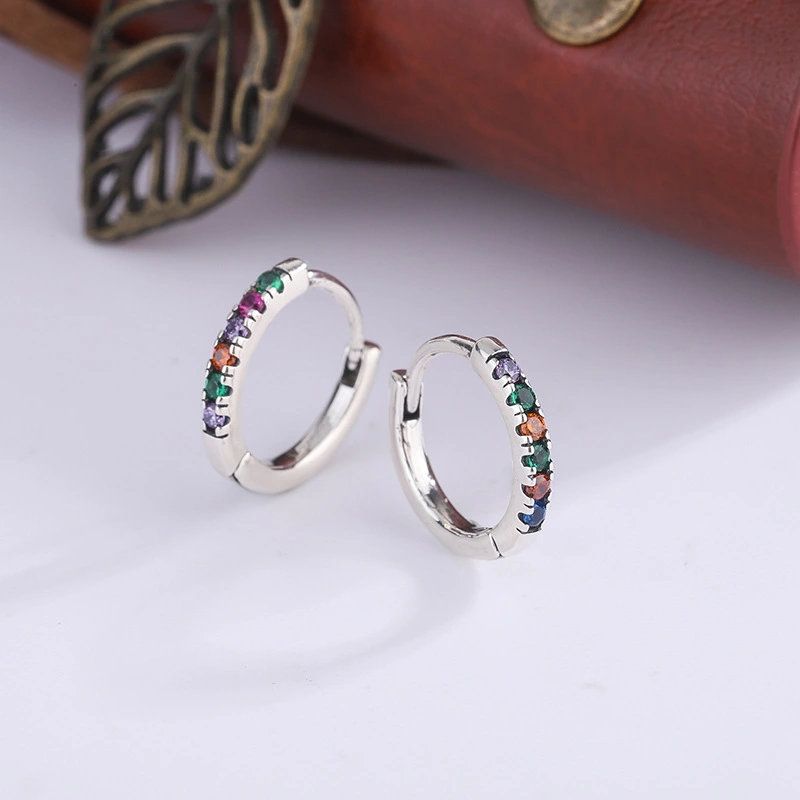 S925 Sterling Silver Vintage Thai Silver Rainbow Earrings Personalized Color Earrings