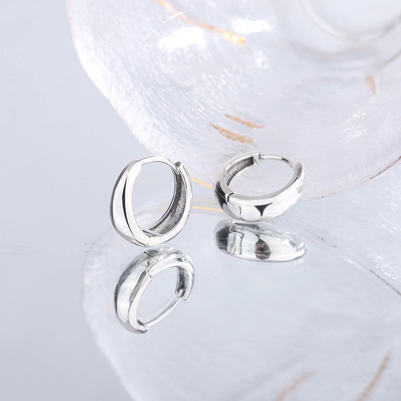 Luxurious Simple Plain Ring 925 Sterling Silver Earrings Female Water Drop Earrings