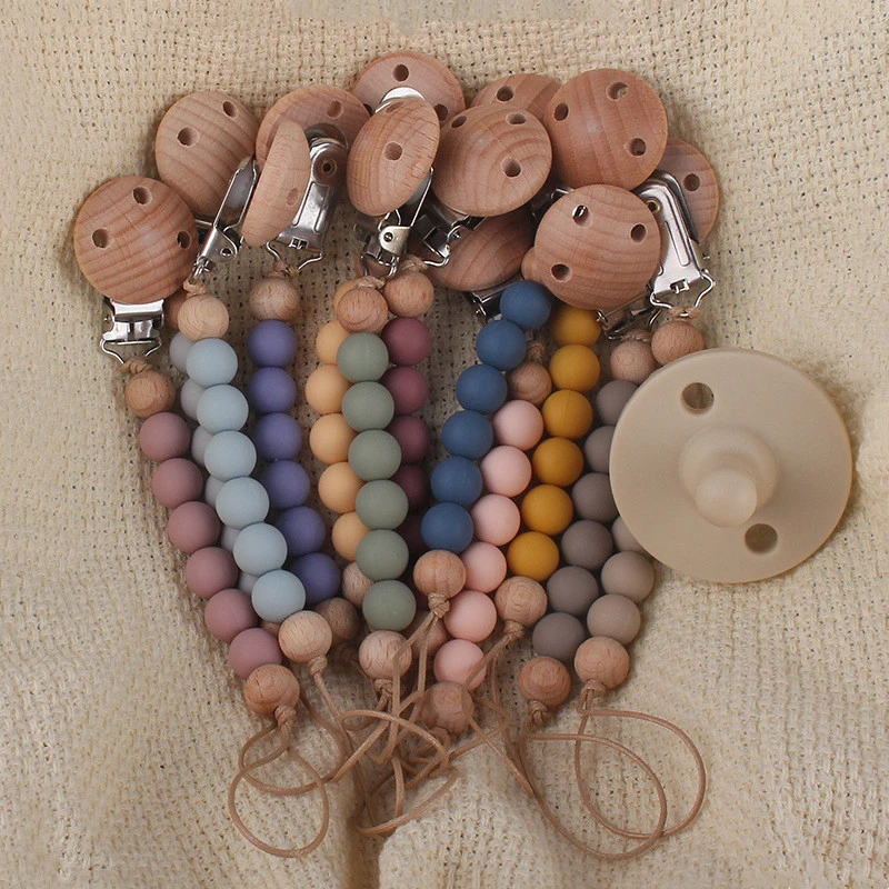 Baby Articles Beech Teat Clip Silicone Bead Chain