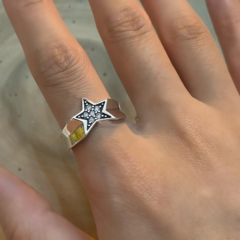 Female Minority Design Y2k Five Pointed Star Vintage Ring