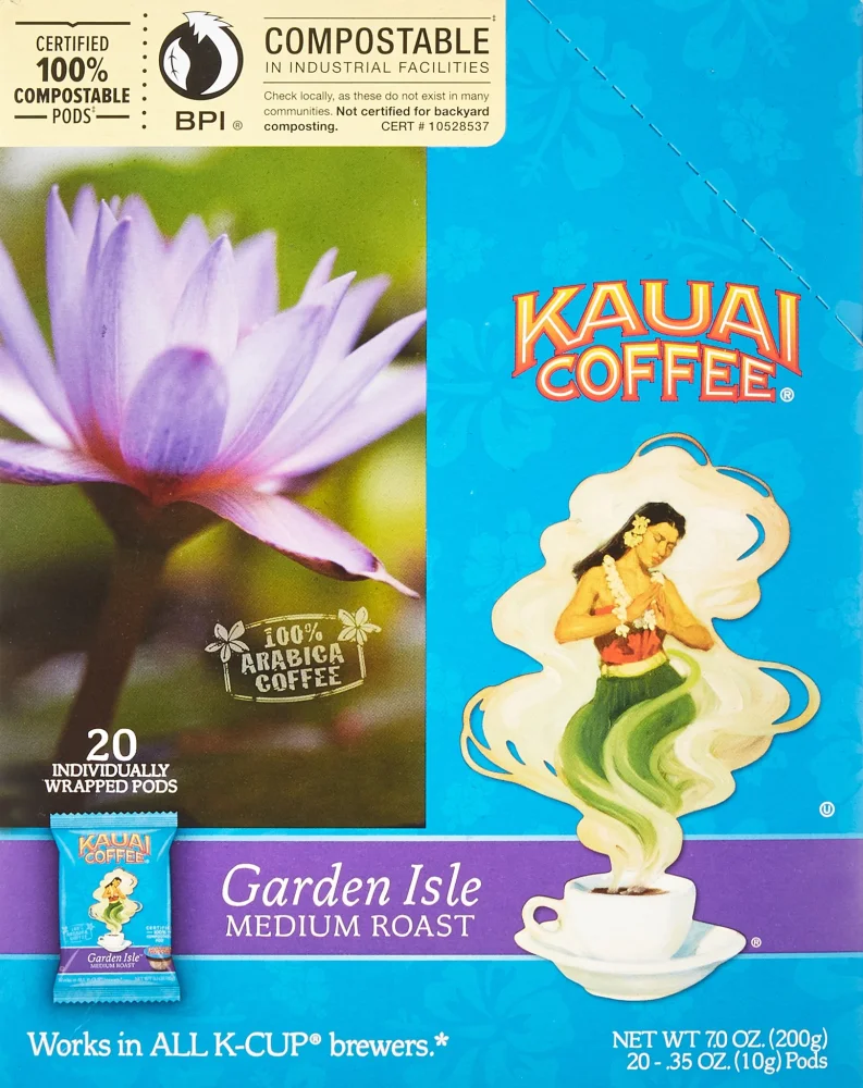 Kauai Coffee Single-Serve Pods, Garden Isle Medium Roast - Arabica Coffee from Hawaii's Largest Coffee Grower, Keurig-Compatible Cups - 120 Count