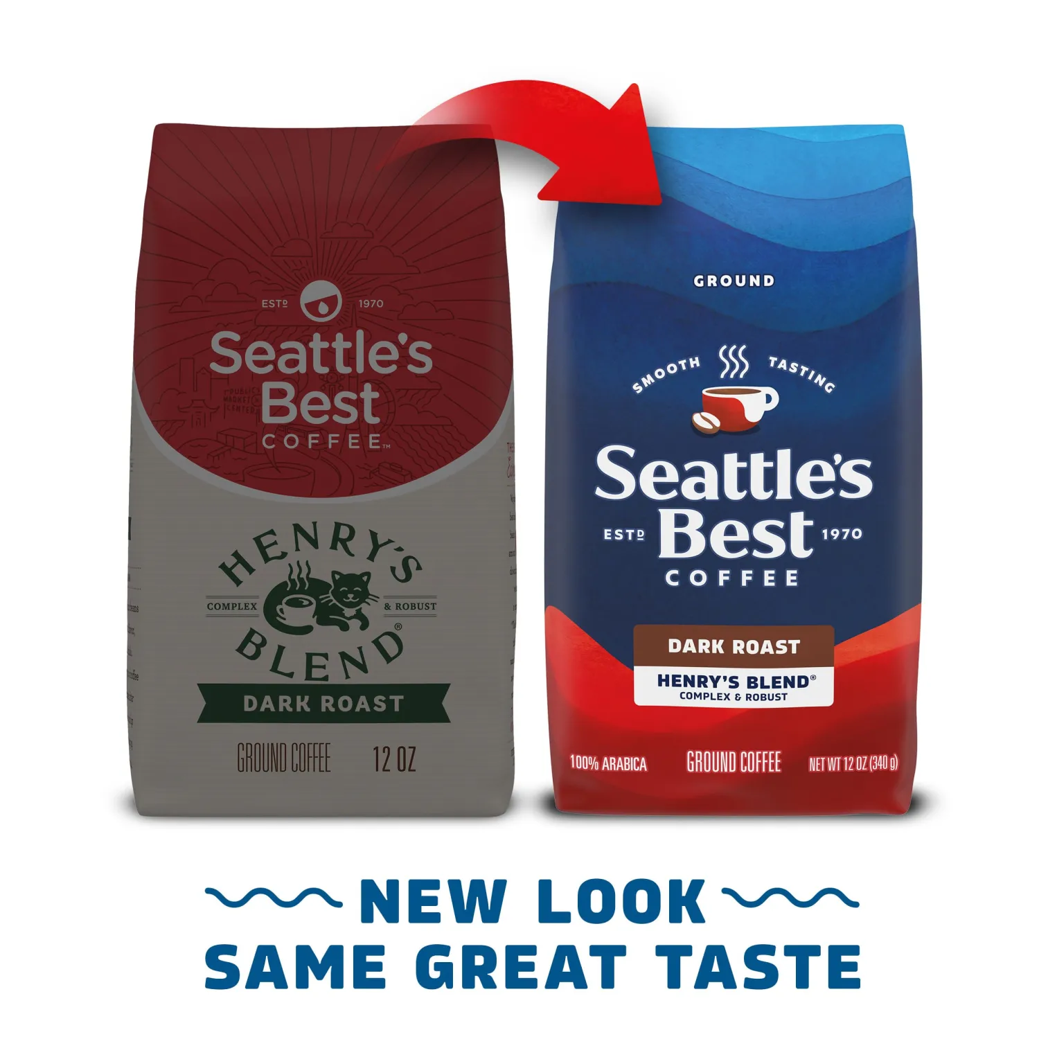 Seattle's Best Coffee Henry’s Blend Dark Roast Ground Coffee | 12 Ounce Bags (Pack of 6)