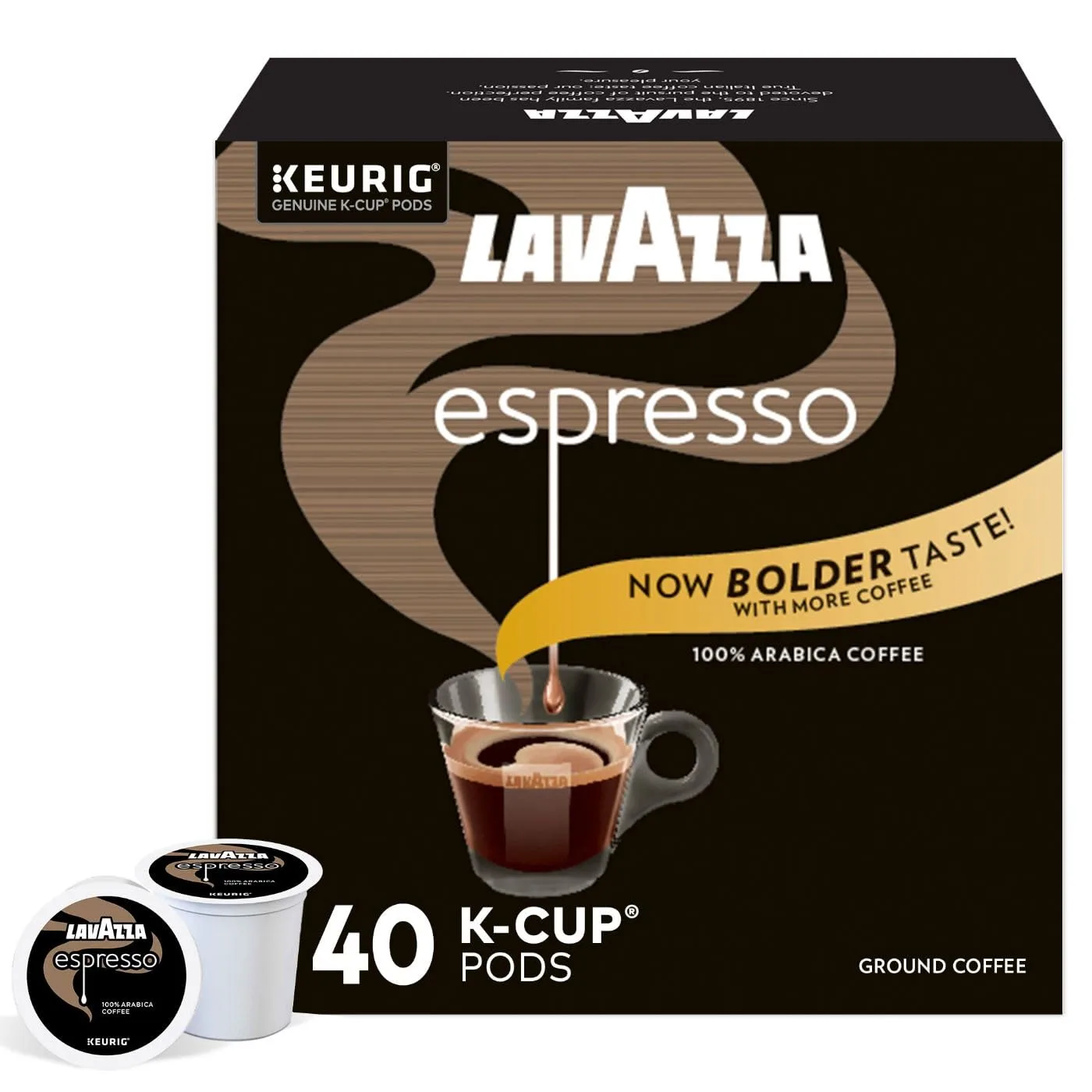 Lavazza Espresso Italiano Single Serve Coffee K-Cup® Pods for Keurig® Brewer, 40 Count (Pack of 4) 100% Arabica, Medium roast with intense, Aromatic flavor