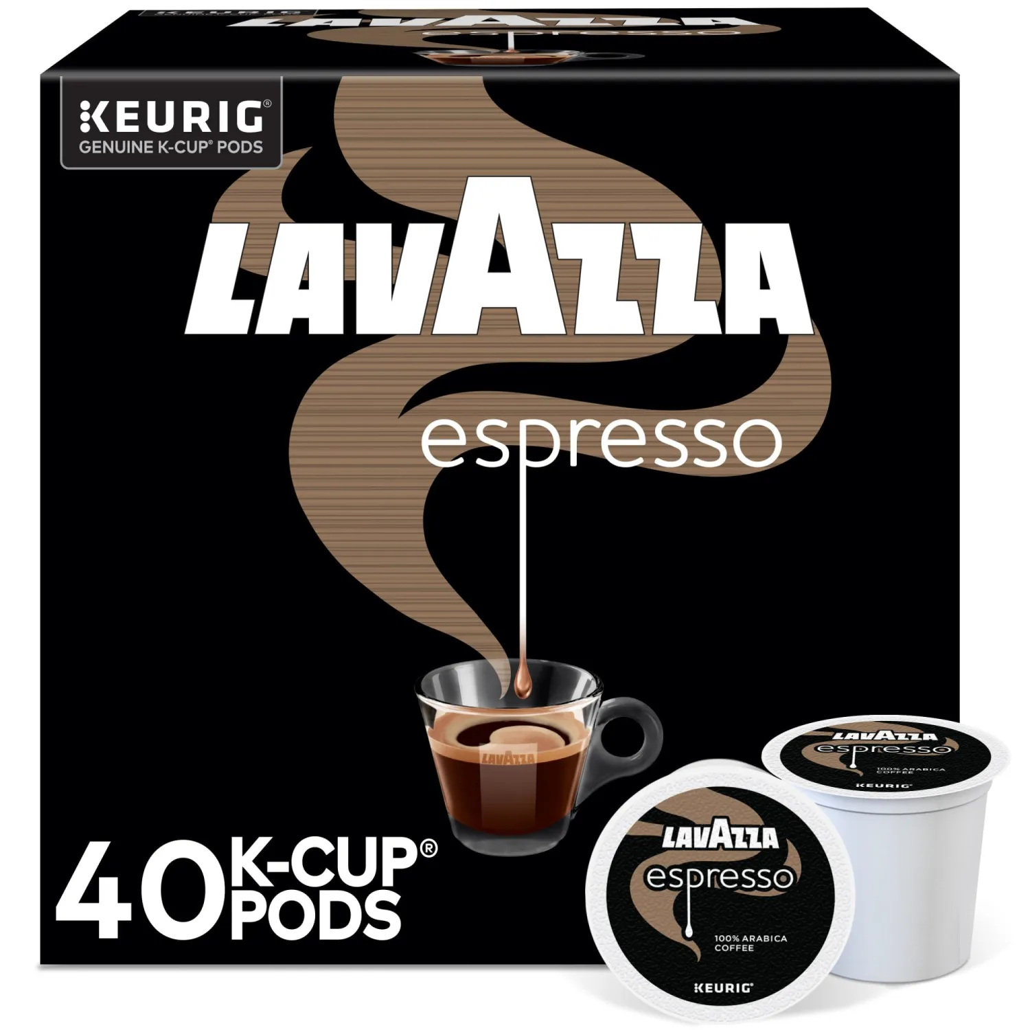 Lavazza Espresso, Single-Serve Keurig K-Cup Pods, Medium Roast Coffee, 40-Count Box