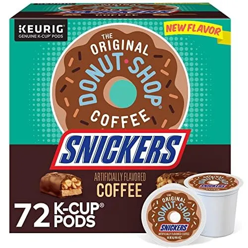 The Original Donut Shop Snickers Coffee, Keurig Single Serve K-Cup Pods, Flavored Coffee, 96 Count (4 Packs of 24)