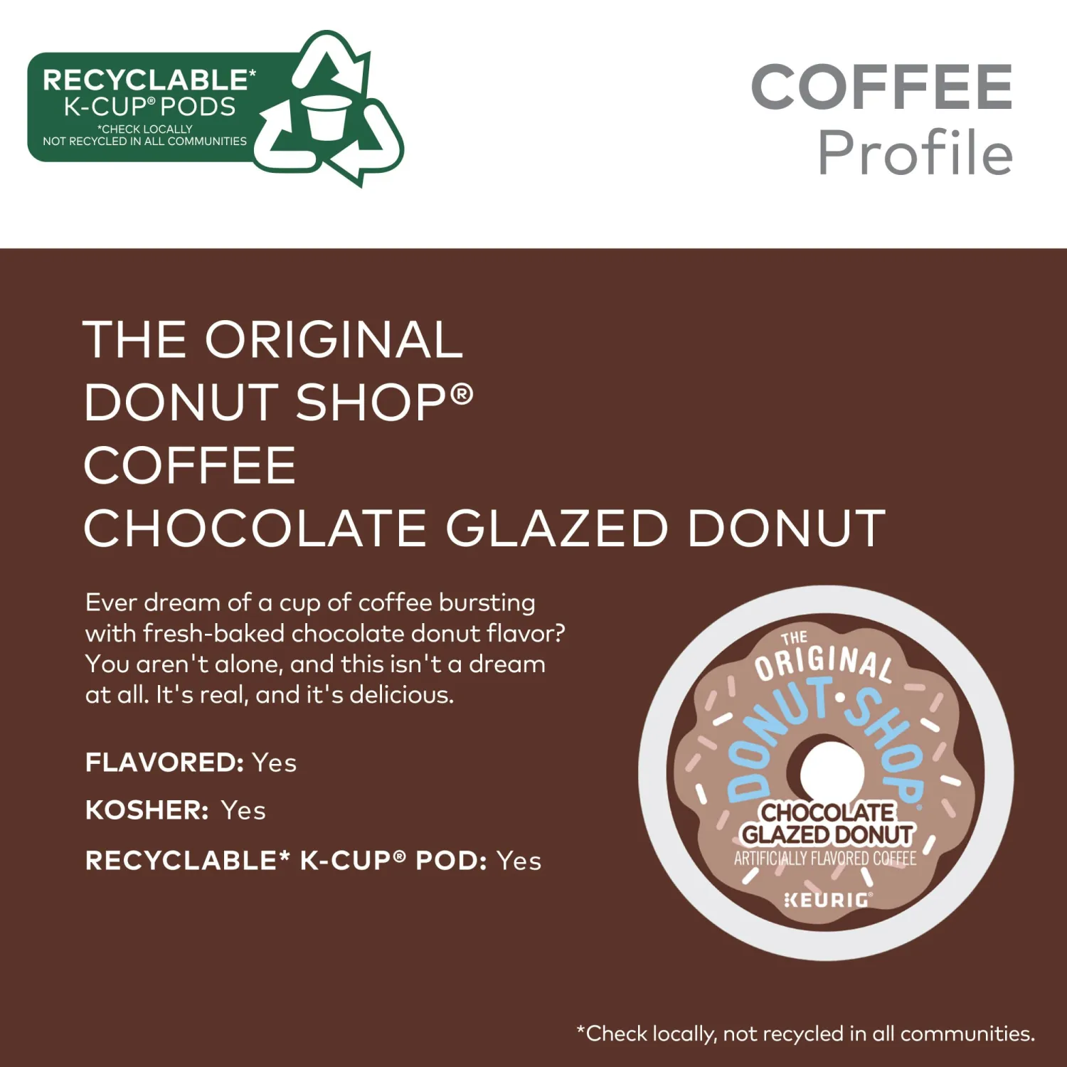 The Original Donut Shop Coffee Chocolate Glazed Donut Keurig Single-Serve K-Cup Pods, Medium Roast Coffee, 72 Count