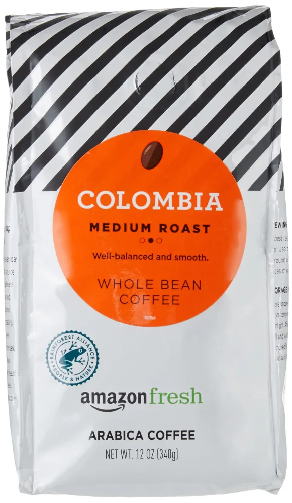 Zinc Fresh Colombia Whole Bean Coffee, Medium Roast, 12 Ounce