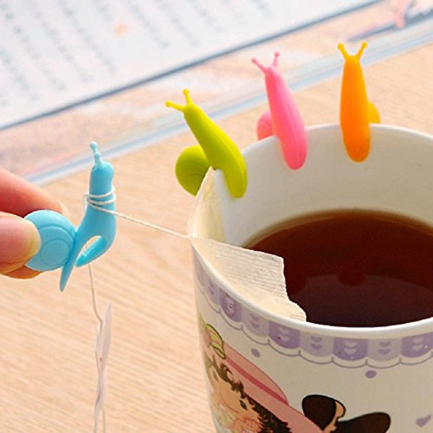 Cute Party CUP Distinguishing Clip Snail Silicone Tea Bag Hanging