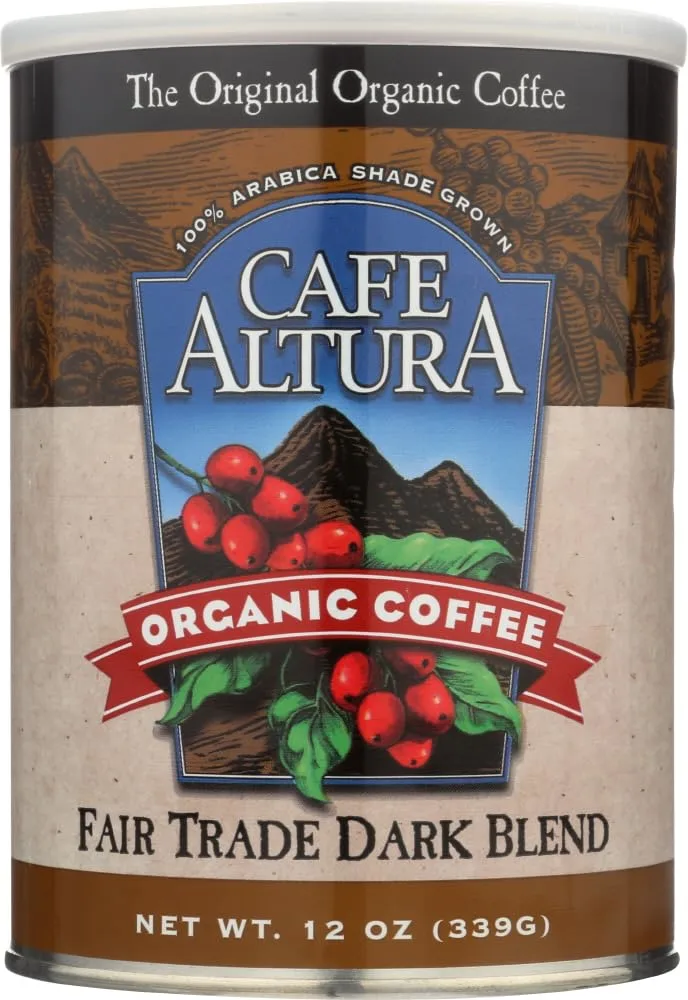 Cafe Altura Ground Organic Coffee, Fair Trade Dark Blend, 12 Ounce (Pack of 3)