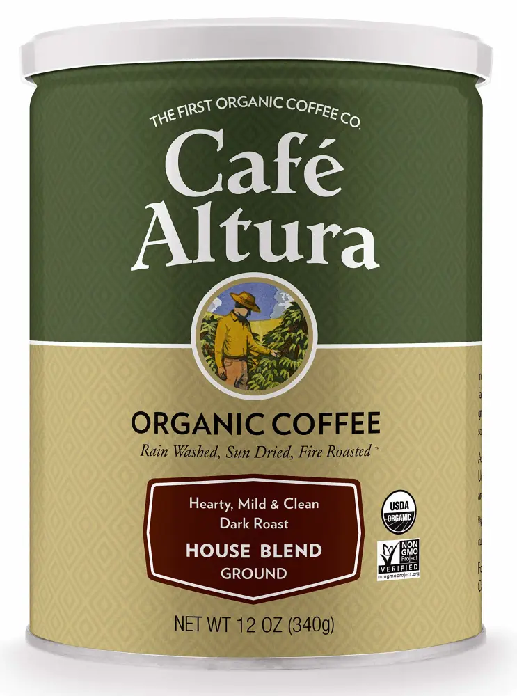 Cafe Altura Ground Organic Coffee, House Blend, 12 Ounce (Pack of 3), Green