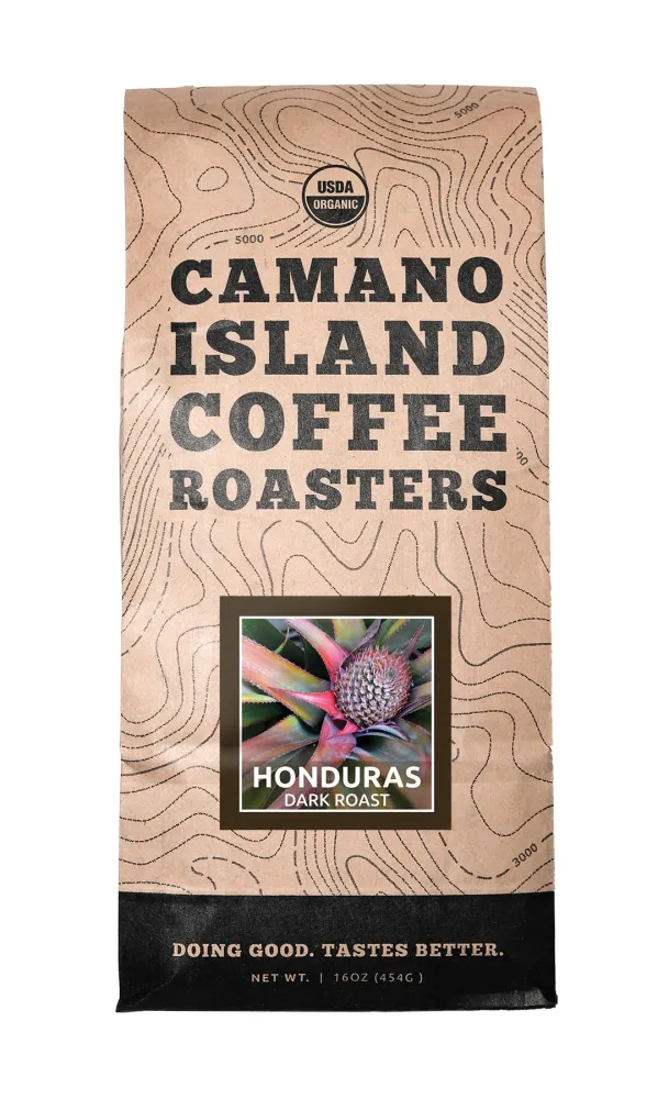 Camano Island Coffee Roasters Roasters Honduras Dark Roast, Whole Bean 1lb, Fresh Small Batch Roasted, USDA Organic, Fairly Traded, Shade Grown Top 1% Arabica - Molasses, Brown Sugar, Cinnamon Flavor