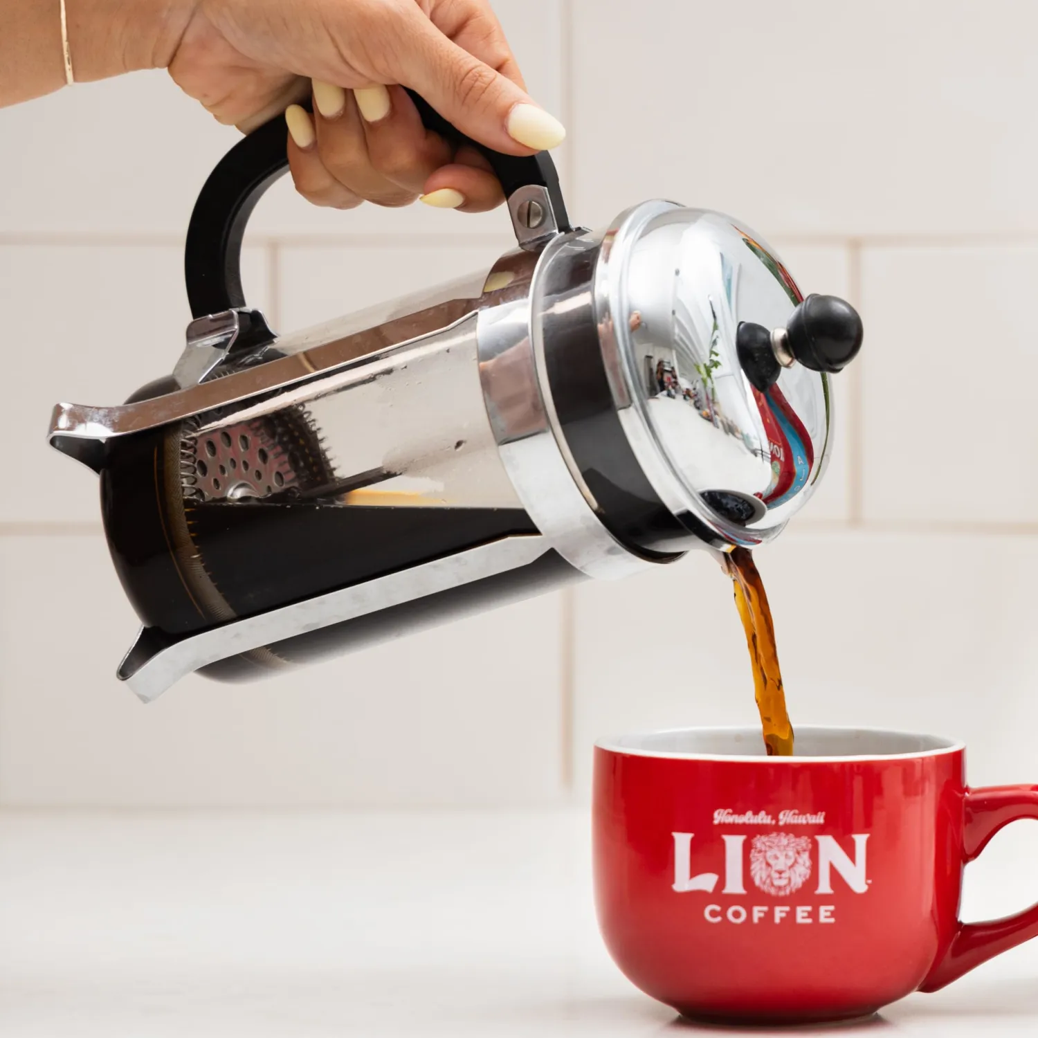 Lion Coffee, Arabica Coffee Beans, Light Roast, Premium Ground Coffee, Toasted Coconut Flavor, A Taste of Aloha, 10 Ounce Bag