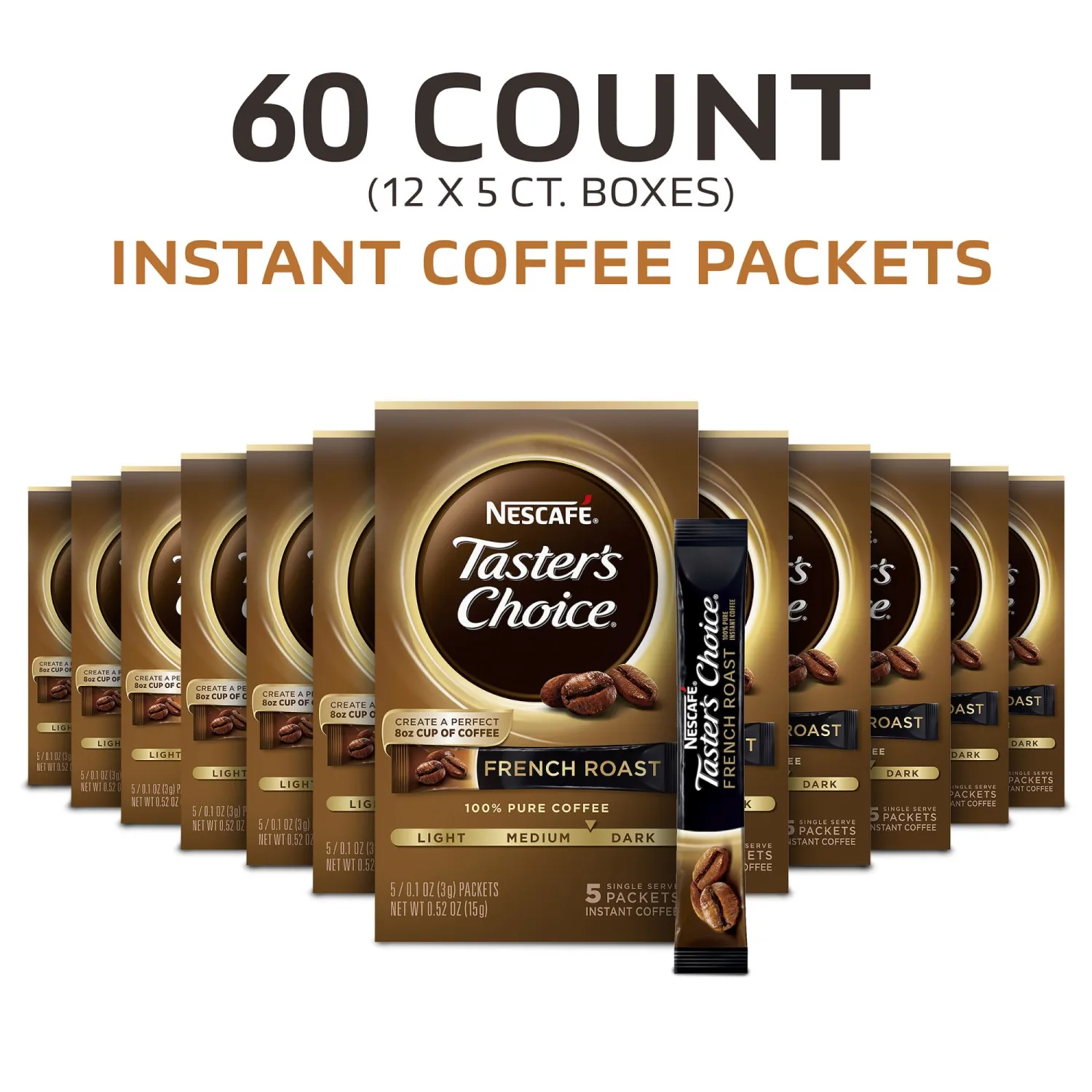 Nescafe Taster's Choice Instant Coffee, French Roast 5 Count (Pack of 12)