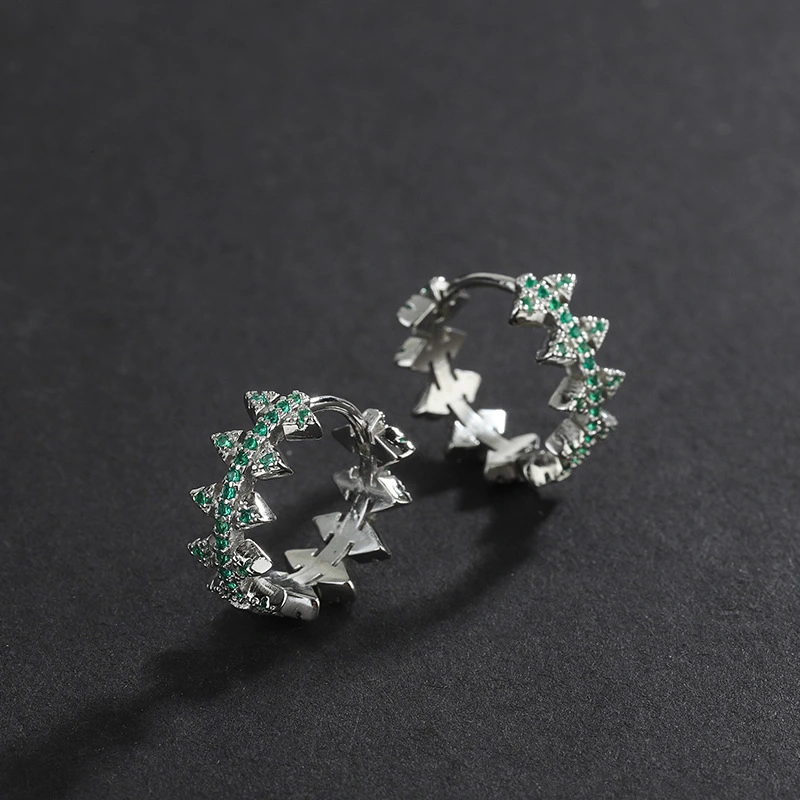 925 Sterling Silver Green Zircon Rivet Earrings