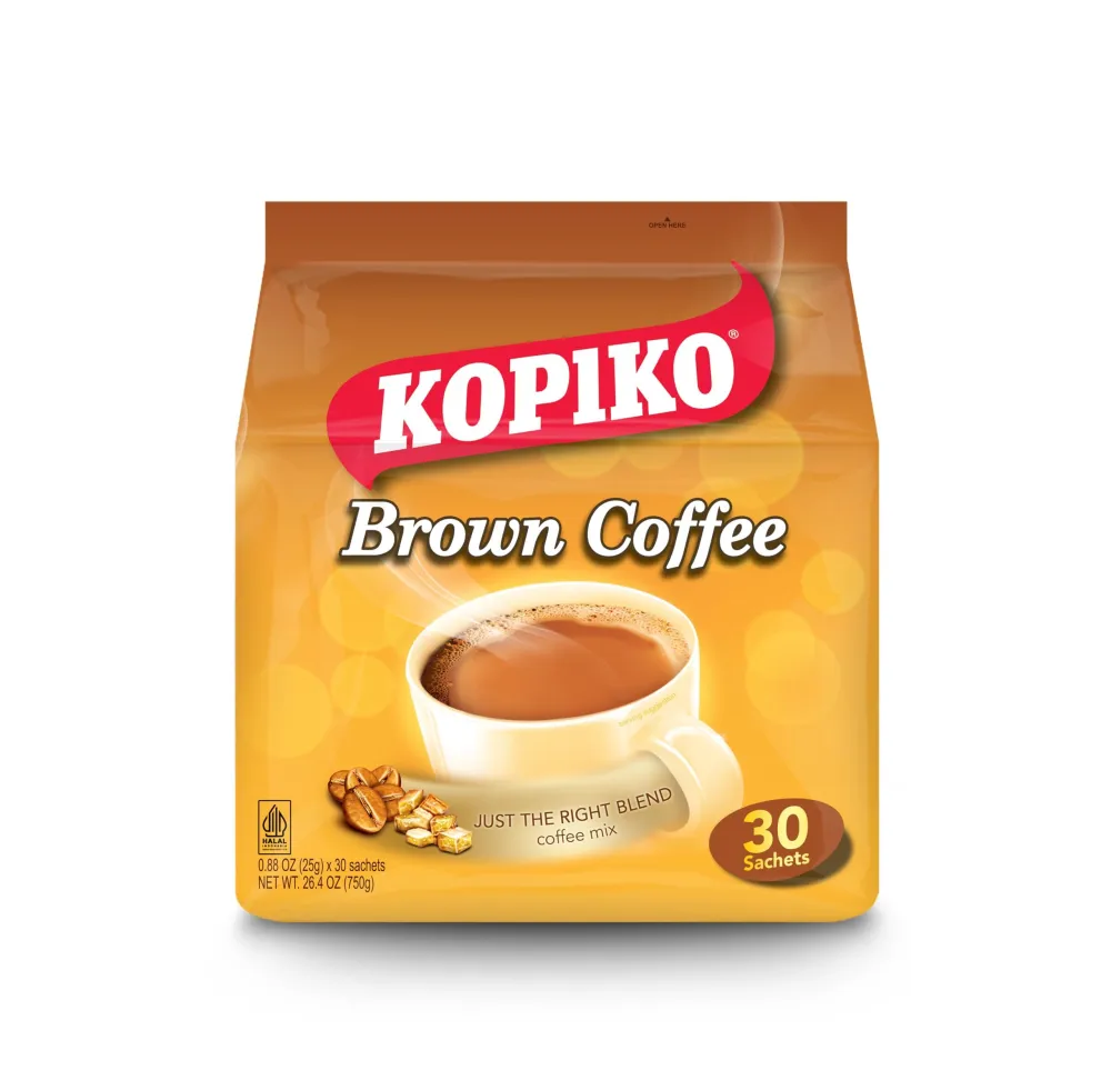 Kopiko Brown Instant Coffee Mix – Authentic Indonesian Volcanic Coffee – Taste the Irresistibly Delicious Coffee with Brown Sugar (0.88 OZ/25gr x 30 Coffee Sachets)